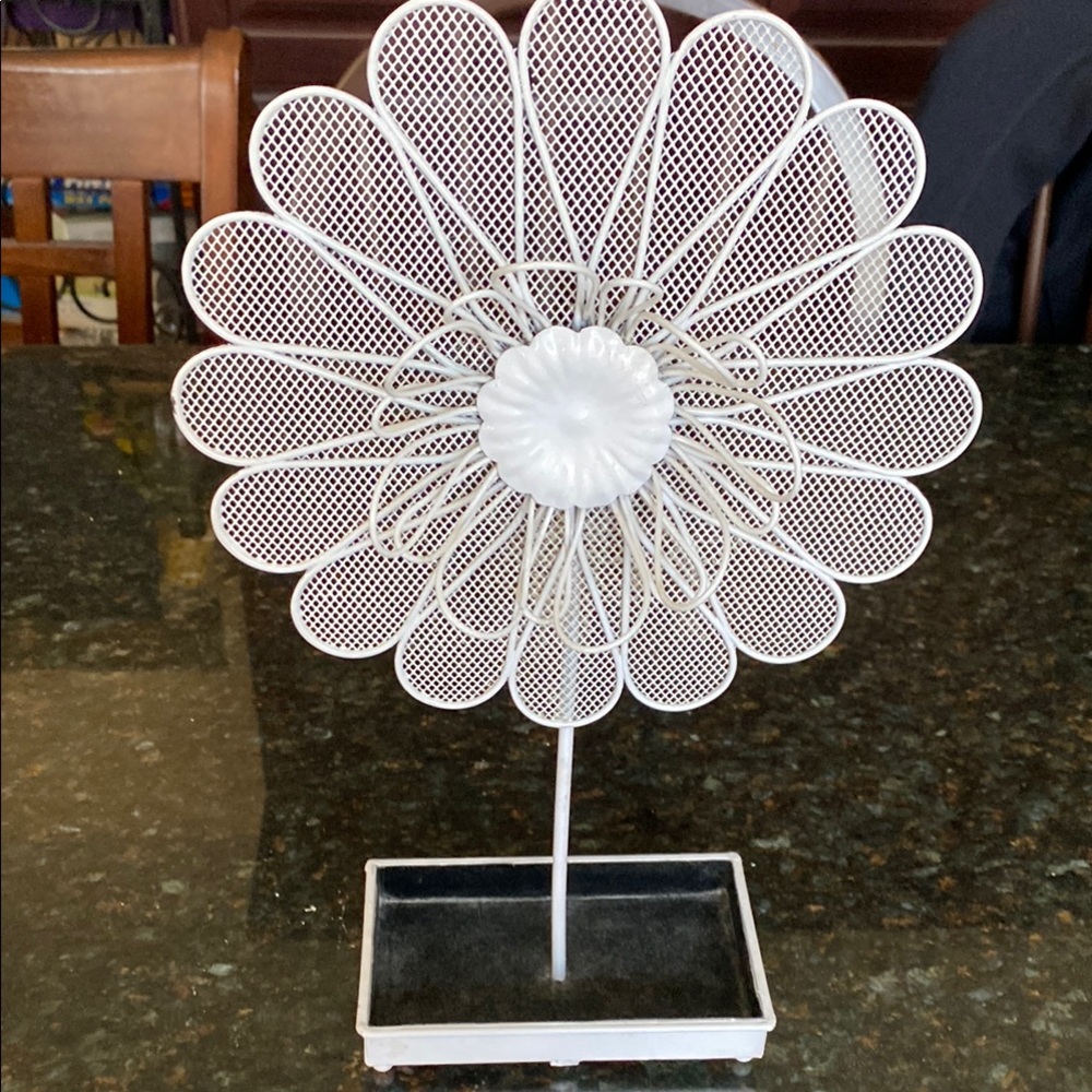 Vintage White Metal Earring & Necklace Holder